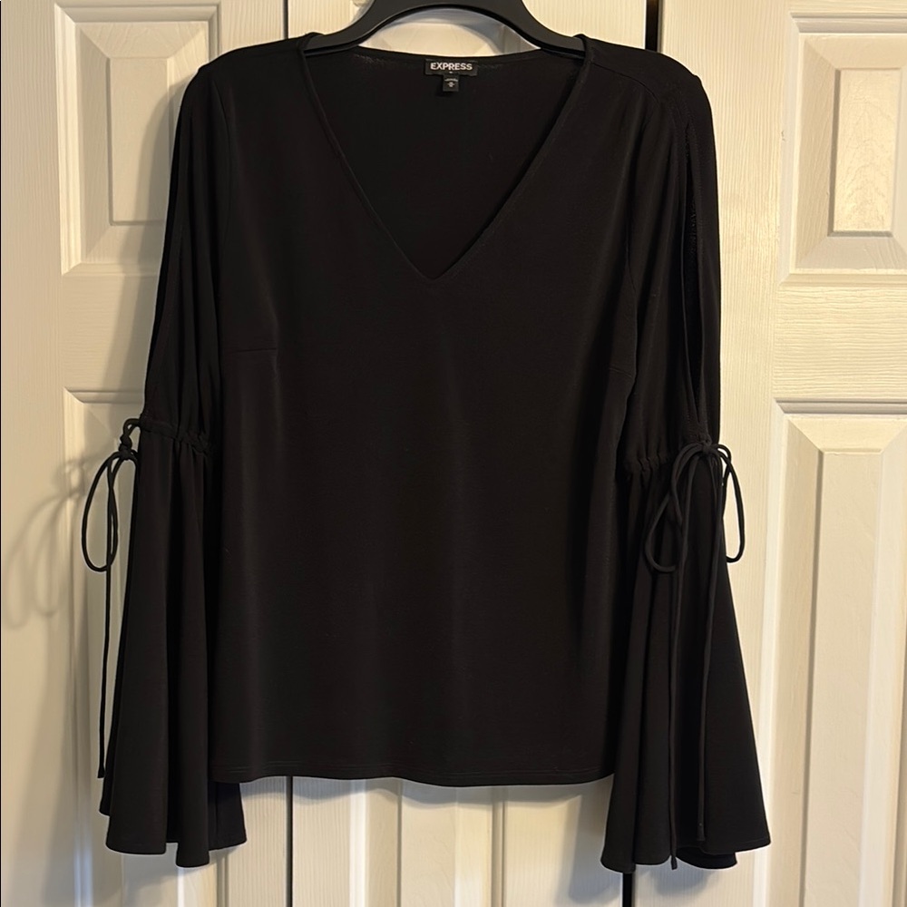 Express Women's Black V-Neck Top